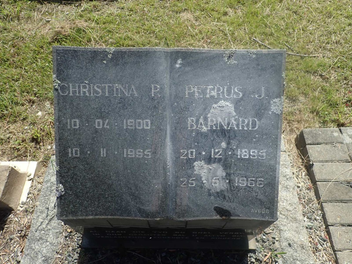 BARNARD Petrus J. 1895-1966 &amp; Christina P. 1900-1995