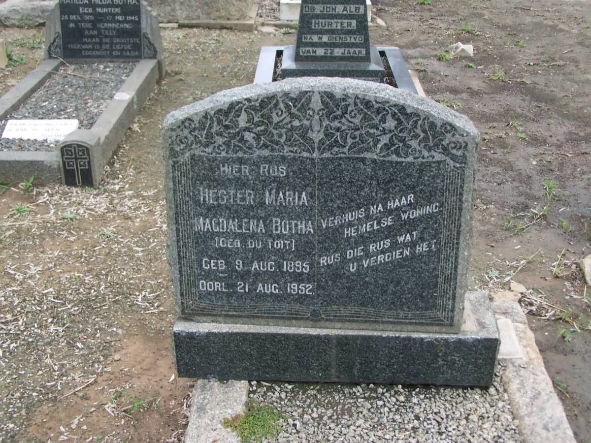 BOTHA Hester Maria Magdalena nee DU TOIT 1895-1952