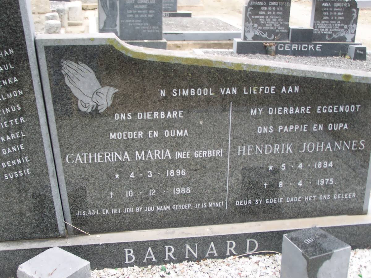 BARNARD Hendrik Johannes 1894-1975 &amp; Catherina Maria GERBER 1896-1988