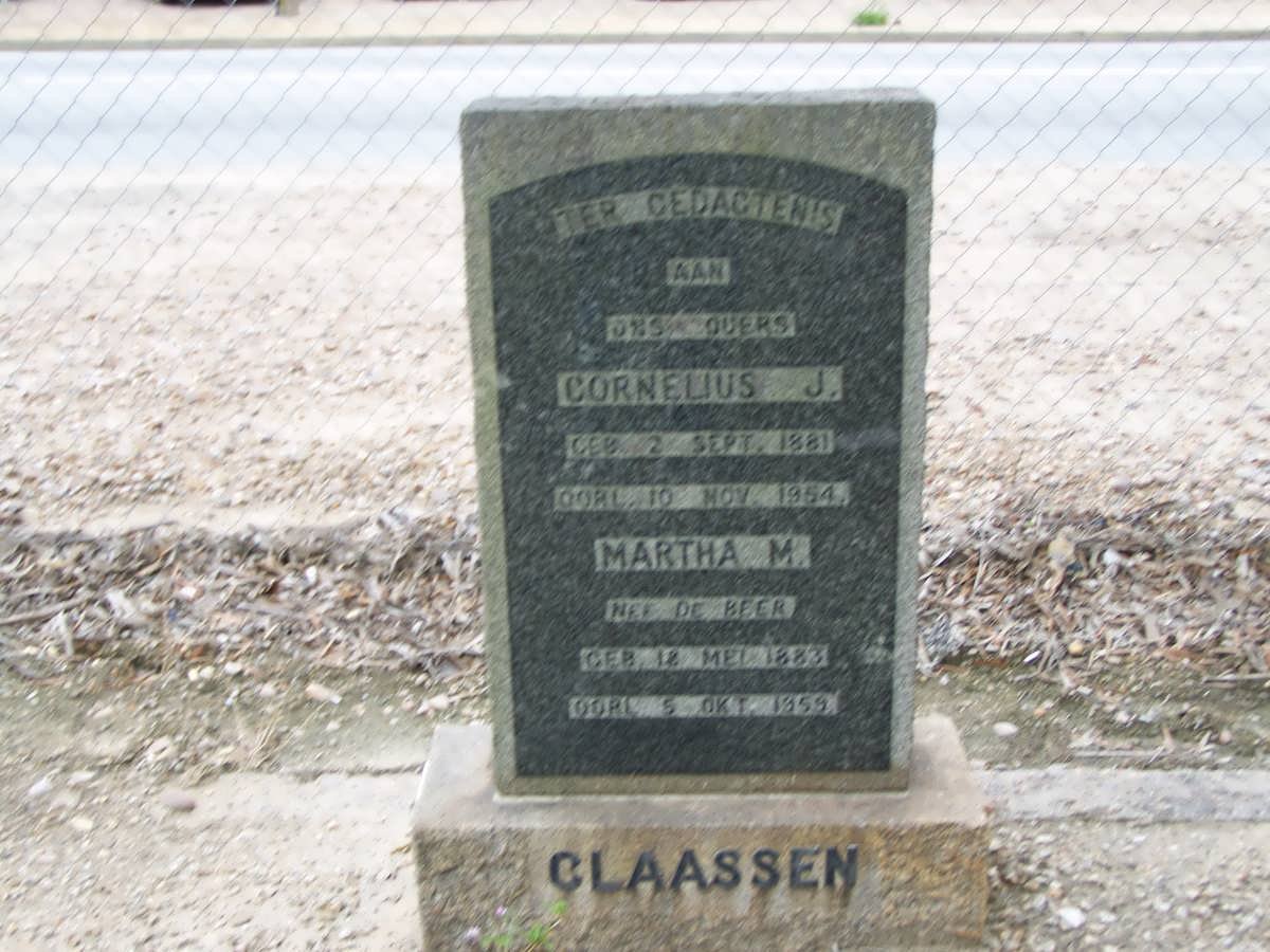 CLAASSEN Cornelius J. 1881-1954 &amp; Martha M. DE BEER 1883-1959
