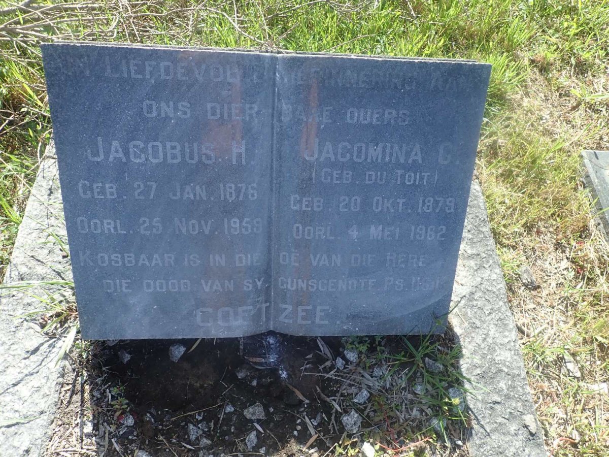 COETZEE Jacobus H. 1876-1959 &amp; Jacomina G. DU TOIT 1879-1962