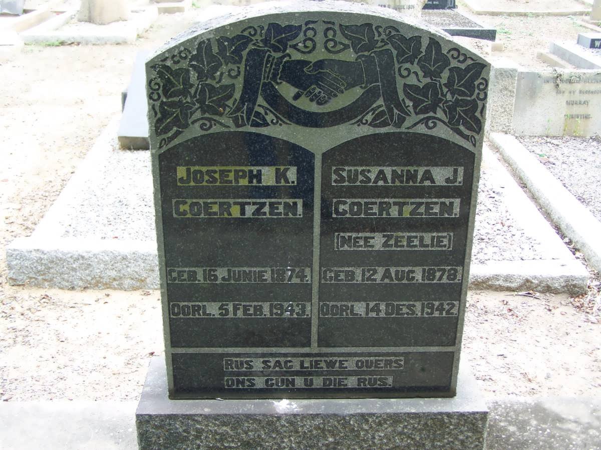 COERTZEN Joseph K. 1874-1943 &amp; Susanna J. ZEELIE 1878-1942