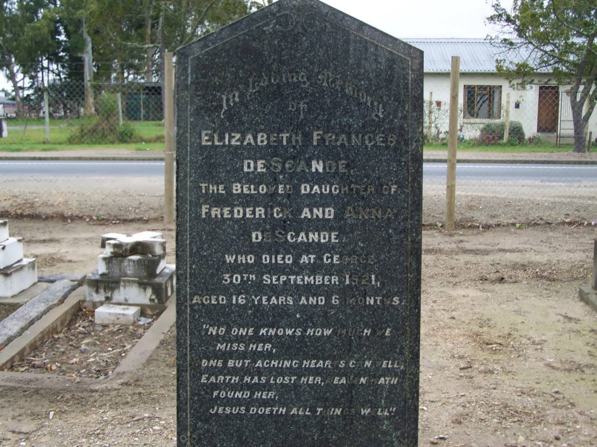 DESCANDE Elizabeth Frances, de  -1921