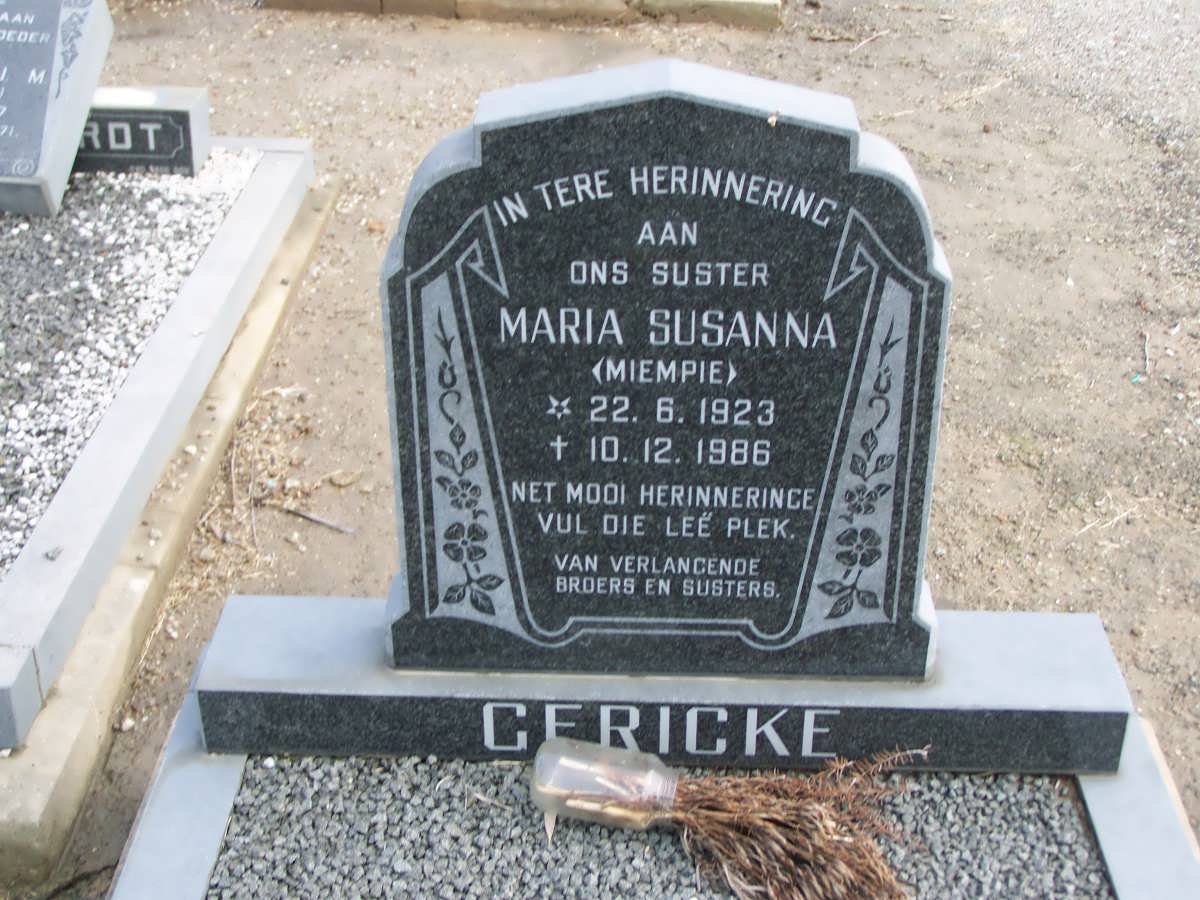 GERICKE Maria Susanna 1923-1986