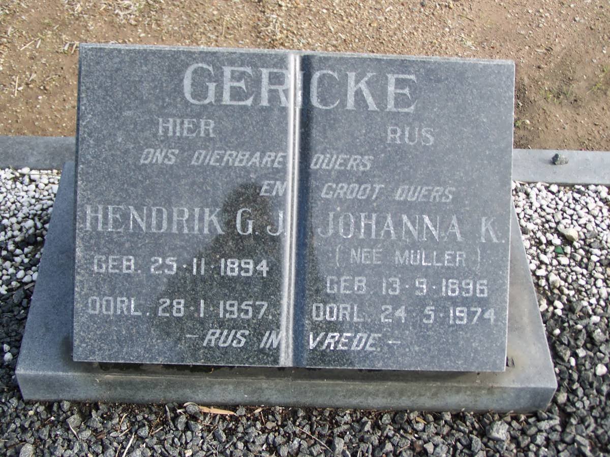 GERICKE Hendrik G.J. 1894-1957 &amp; Johanna K. MULLER 1896-1974