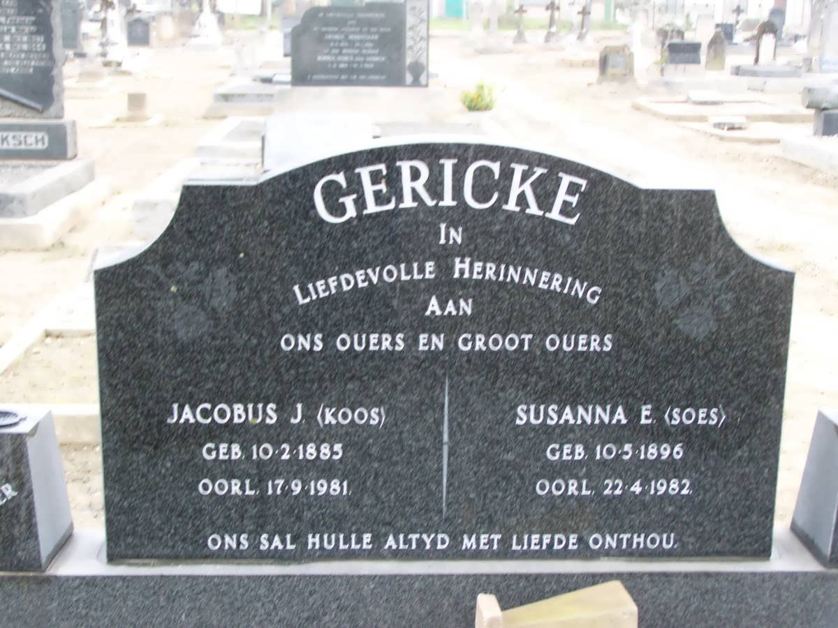 GERICKE Jacobus J. 1885-1981 &amp; Susanna E. 1896-1982