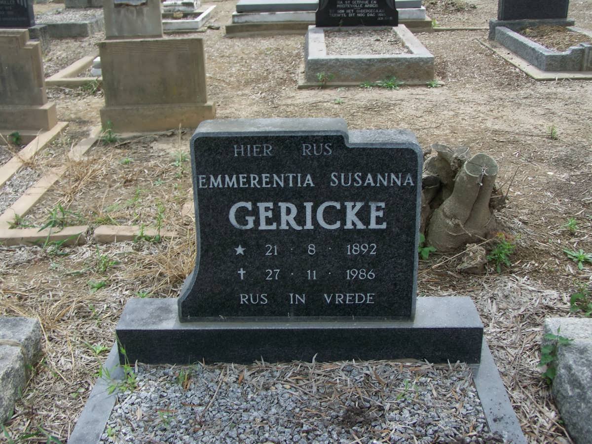 GERICKE Emmerentia Susanna 1892-1986