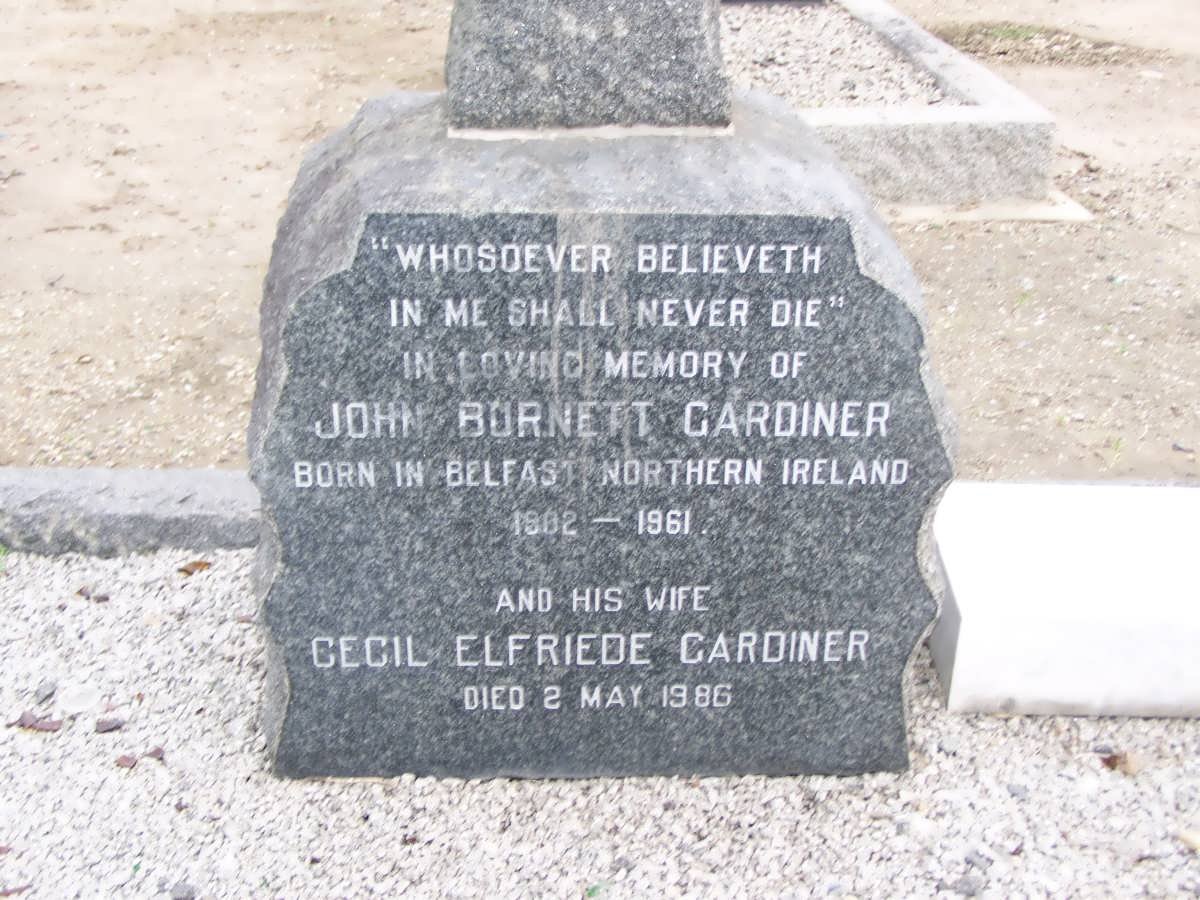 GARDINER John Burnett 1902-1961 &amp; Cecil Elfriede  -1986