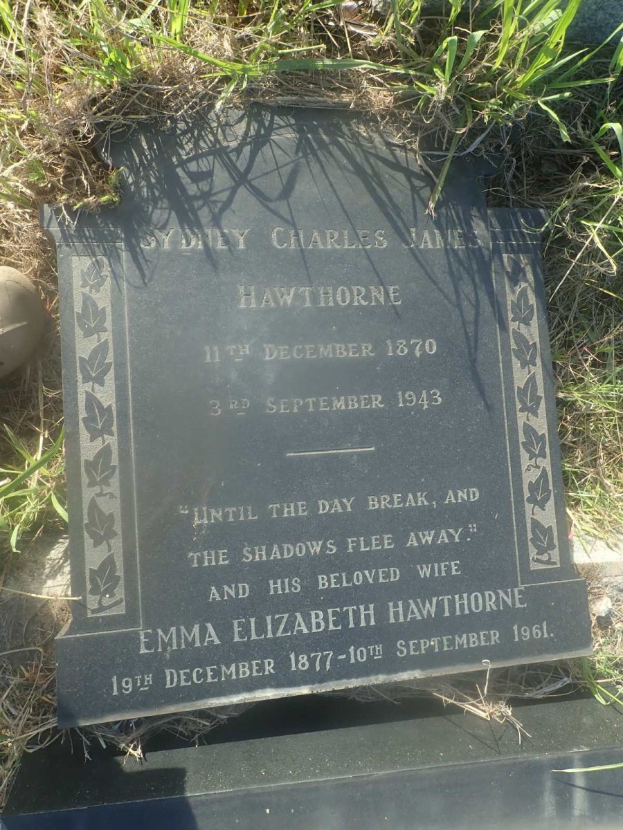 HAWTHORNE Sydney Charles James 1870-1943 &amp; Emma Elizabeth 1877-1961