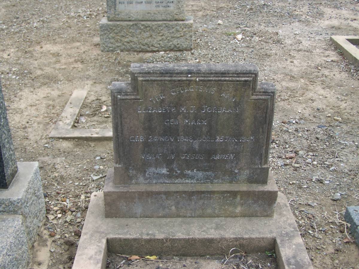 JORDAAN Elizabeth M.J. nee MARX 1848-1945