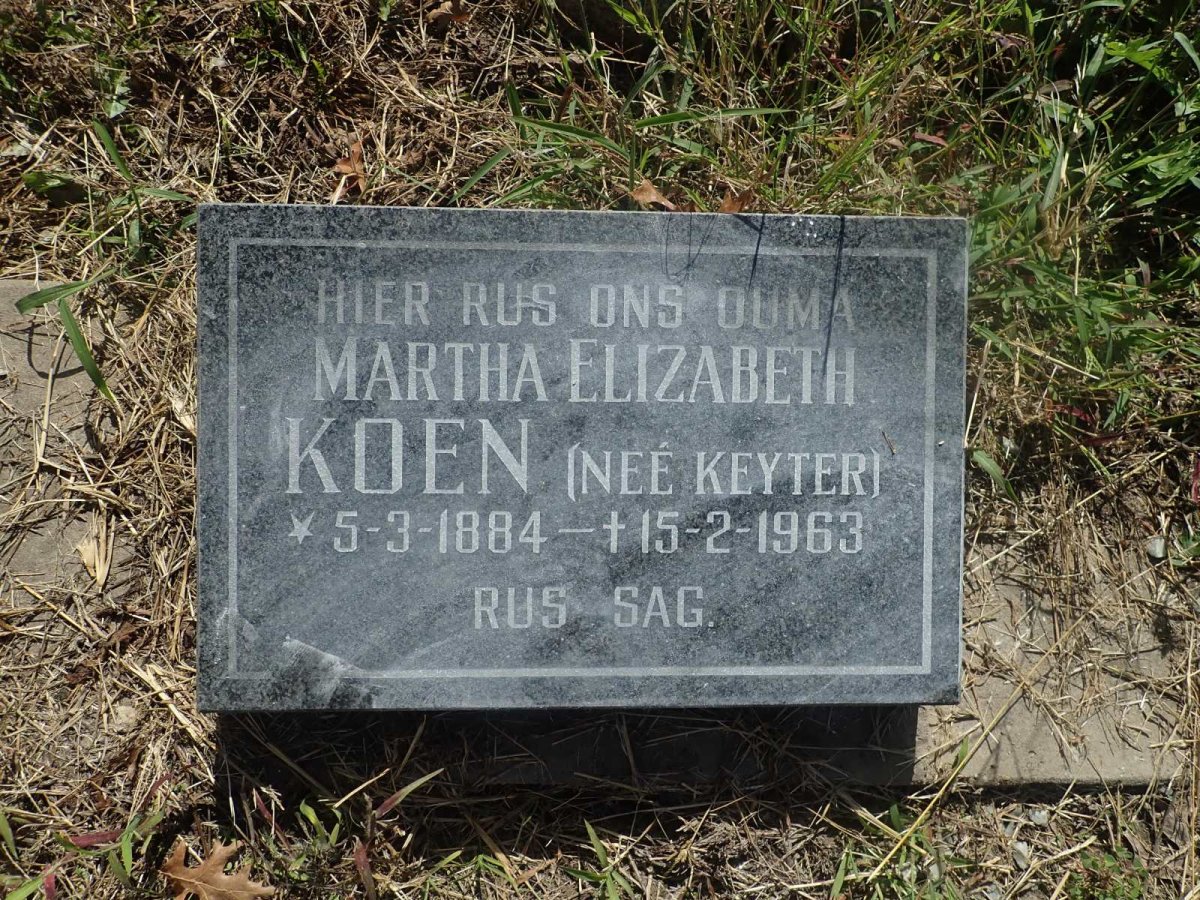 KOEN Martha Elizabeth nee KEYTER 1884-1963