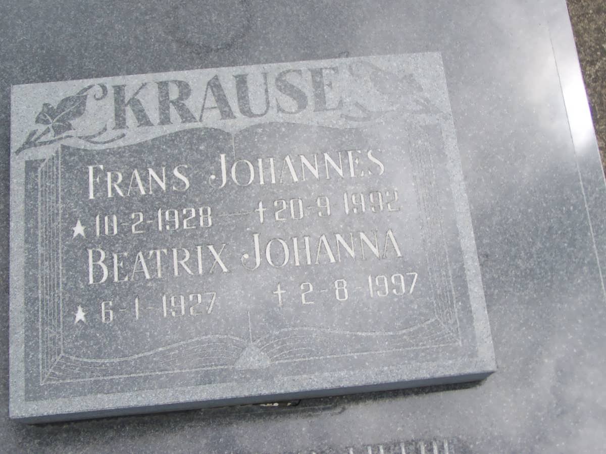 KRAUSE Frans Johannes 1928-1992 &amp; Beatrix Johanna 1927-1997