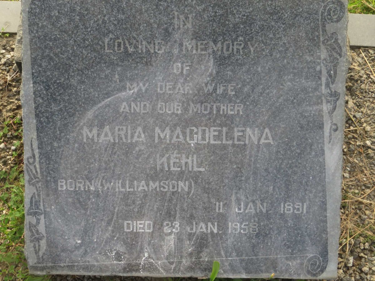 KEHL Maria Magdalena nee WILLIAMSON 1891-1958