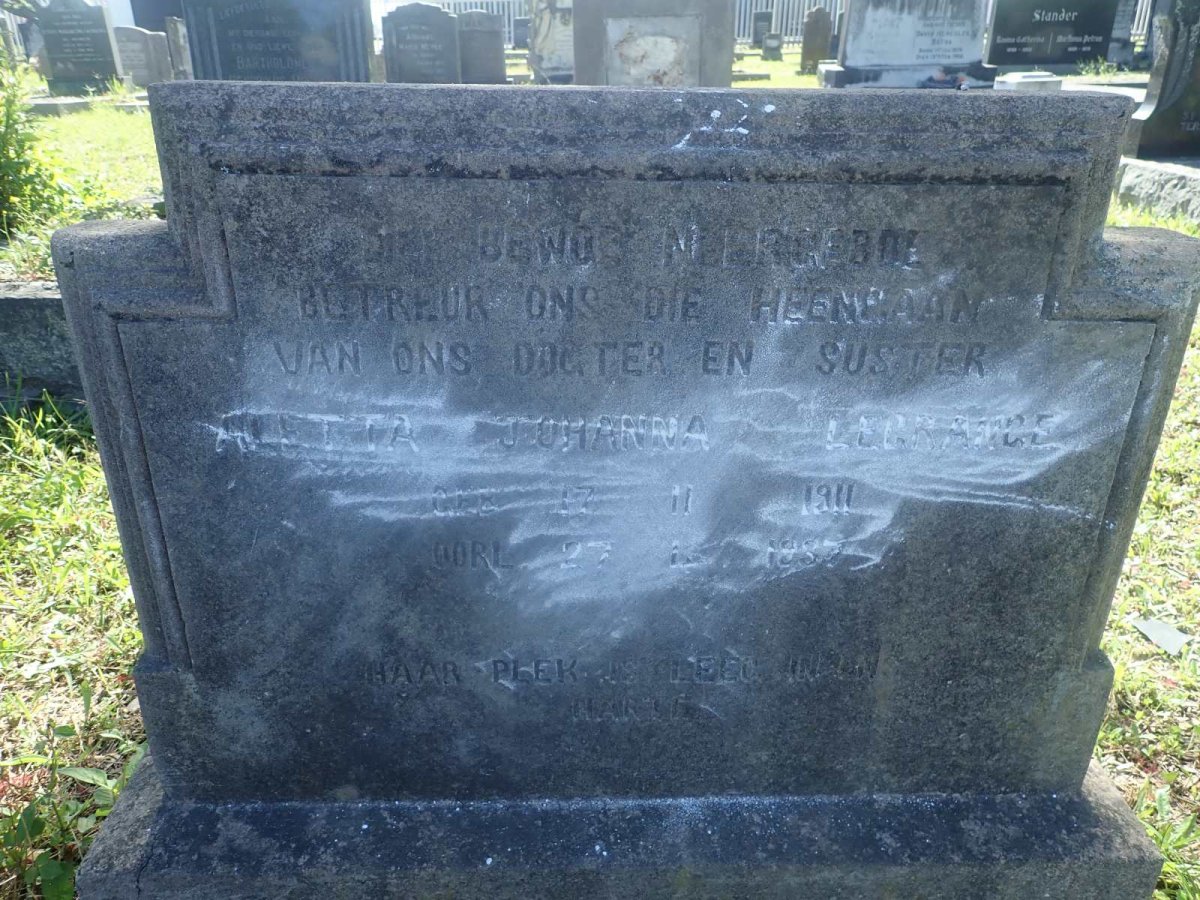 LEGRANGE Aletta Johanna 1911-1987
