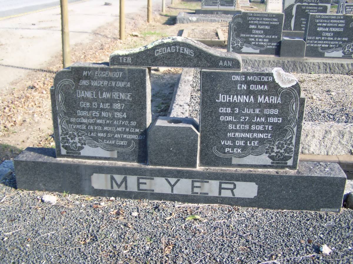 MEYER Daniel Lawrence 1887-1964 &amp; Johanna Maria 1888-1983