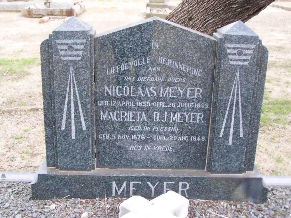 MEYER Nicolaas 1859-1949 &amp; Magrieta D.J. DU PLESSIS 1876-1948