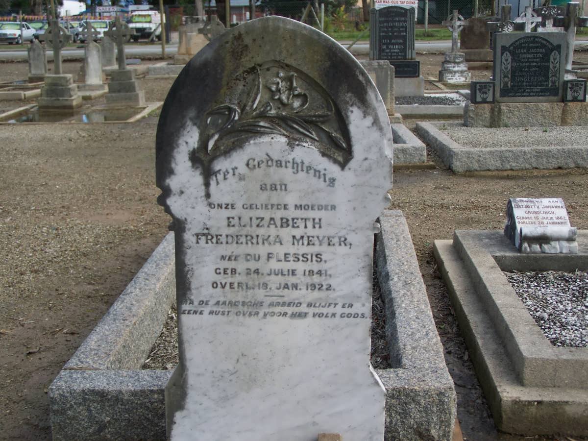 MEYER Elizabeth Frederika nee Du PLESSIS 1841-1922