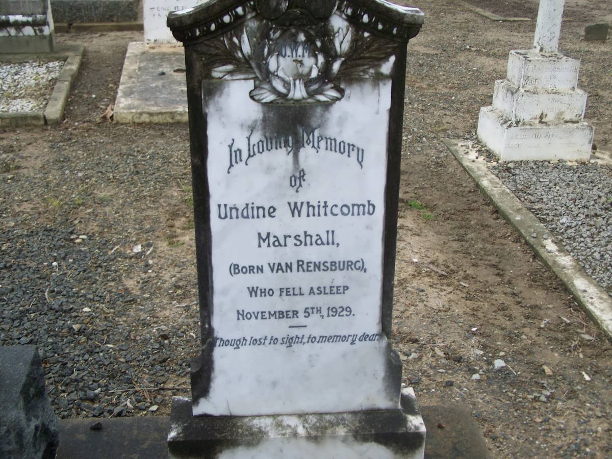 MARSHALL Undine Whitcomb nee VAN RENSBURG -1929