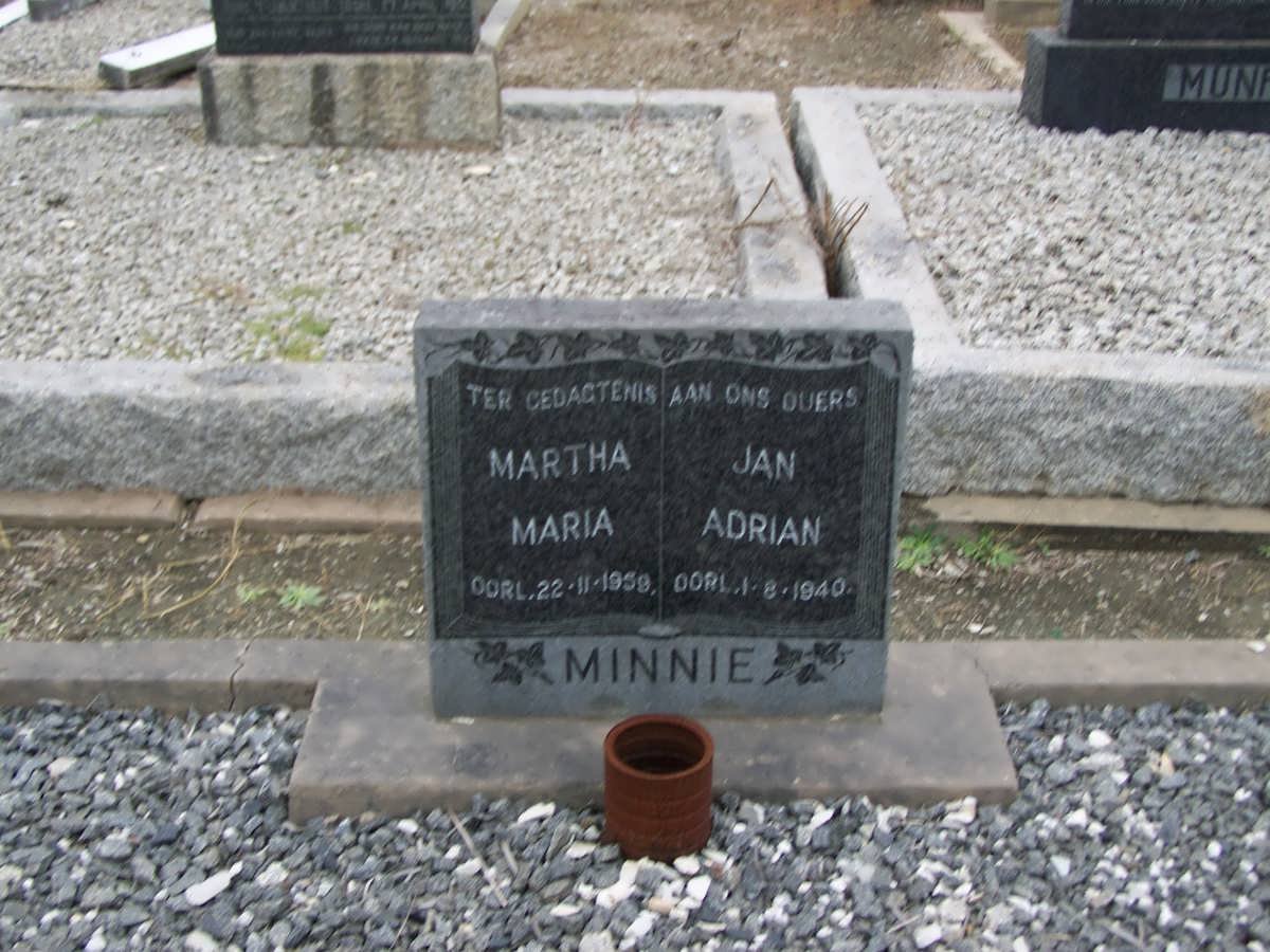 MINNIE Johan Adrian -1940 &amp; Martha Maria -1959