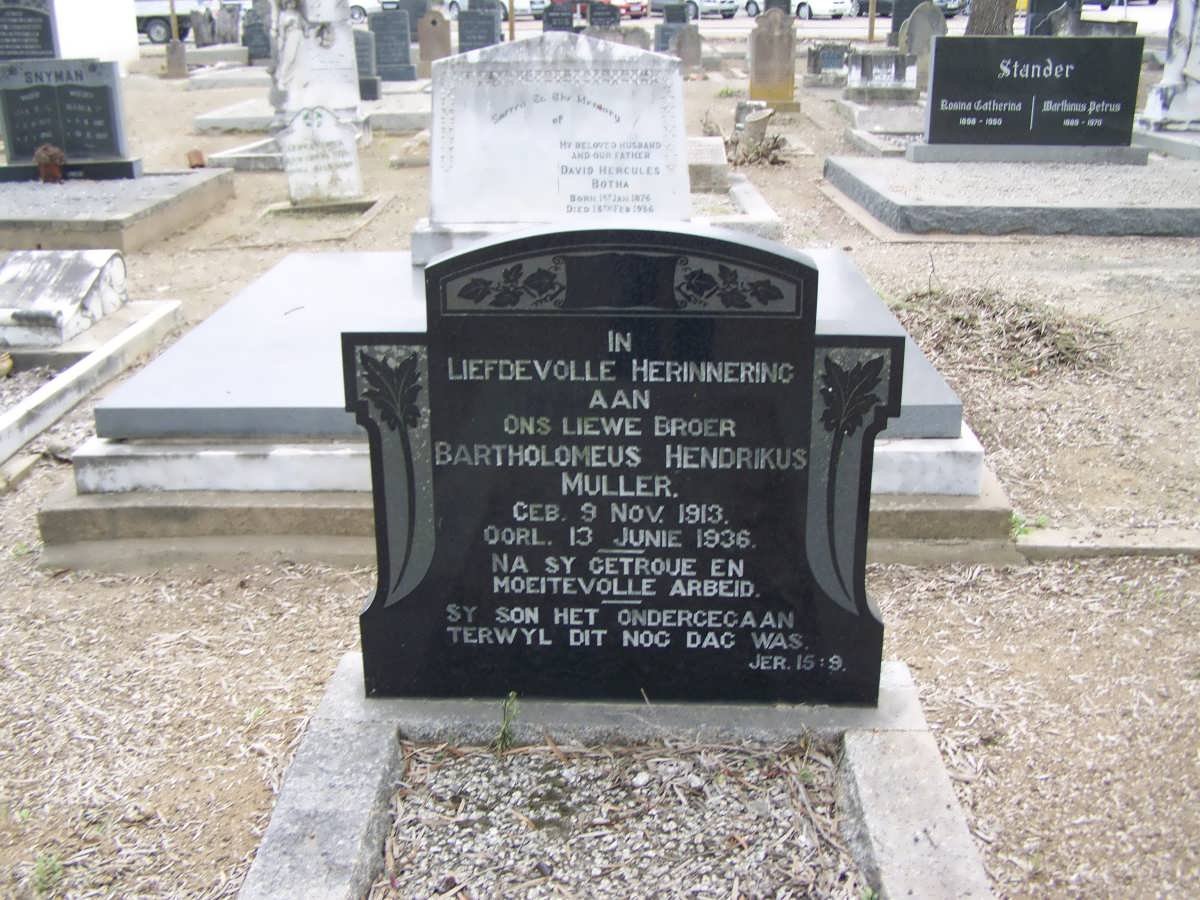 MULLER Bartholomeus Hendrikus 1913-1936