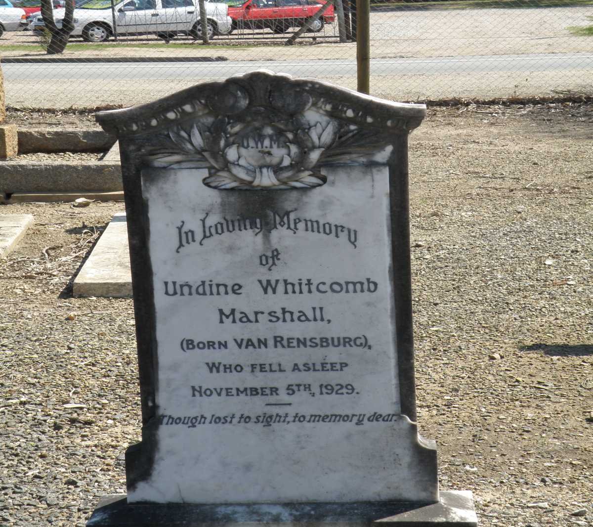 MARSHALL Undine Whitcomb nee VAN RENSBURG -1929