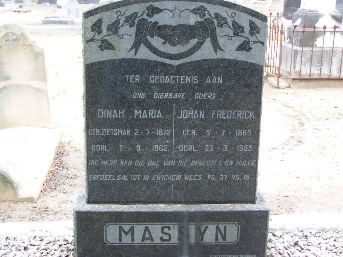 MASSYN Johan Frederick 1865-1953 &amp; Dinah Maria ZIETSMAN 1872-1962