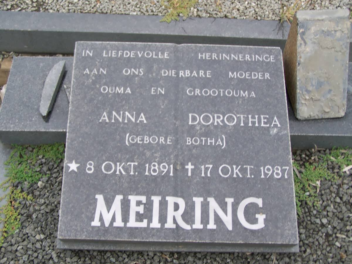 MEIRING Anna Dorothea nee BOTHA 1891-1987