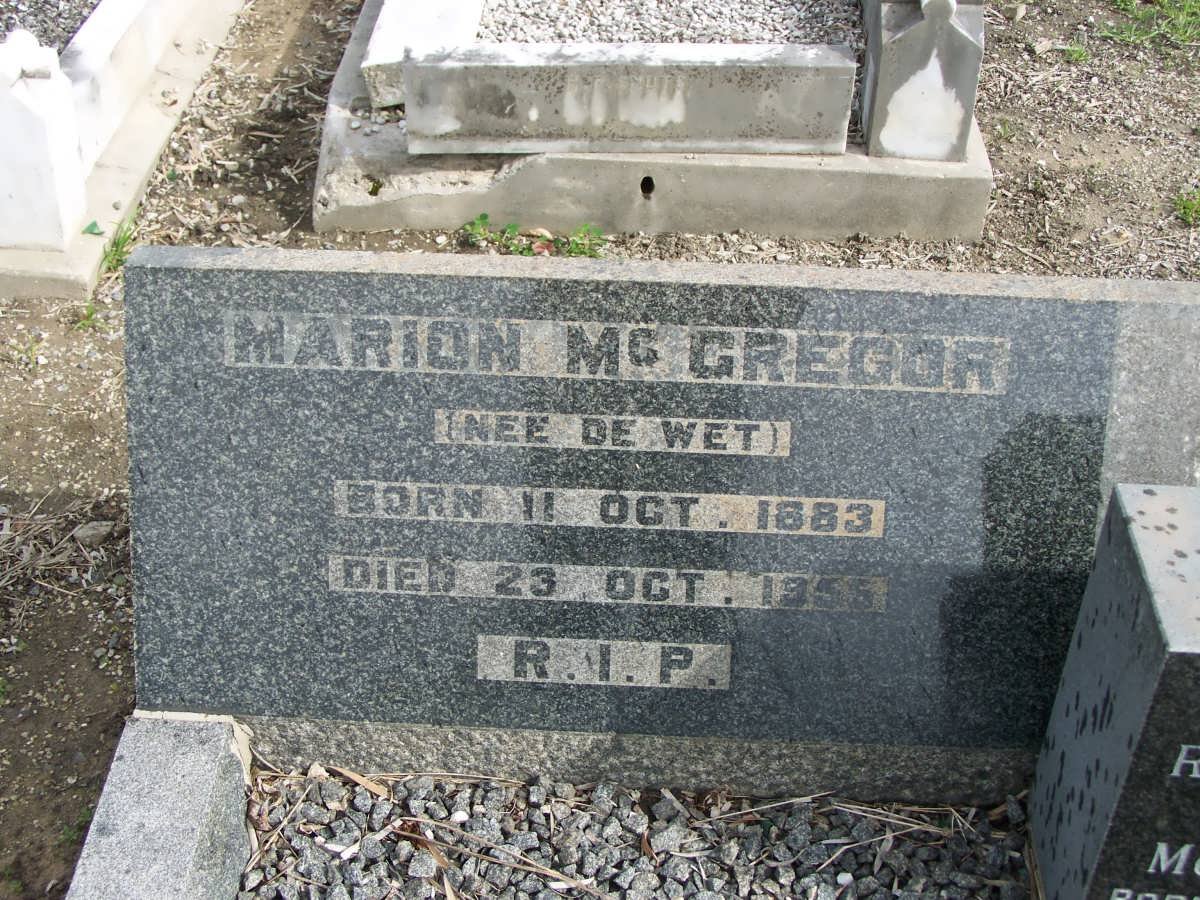 McGREGOR John Robertson 1880-1938 &amp; Marion DE WET 1883-1956 :: McGREGOR David Robertson 1908-1972 _2