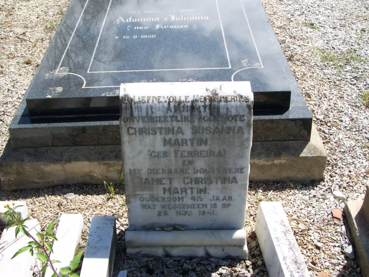 MARTIN Christina Susanna nee FERREIRA :: MARTIN Janet Christina -1941