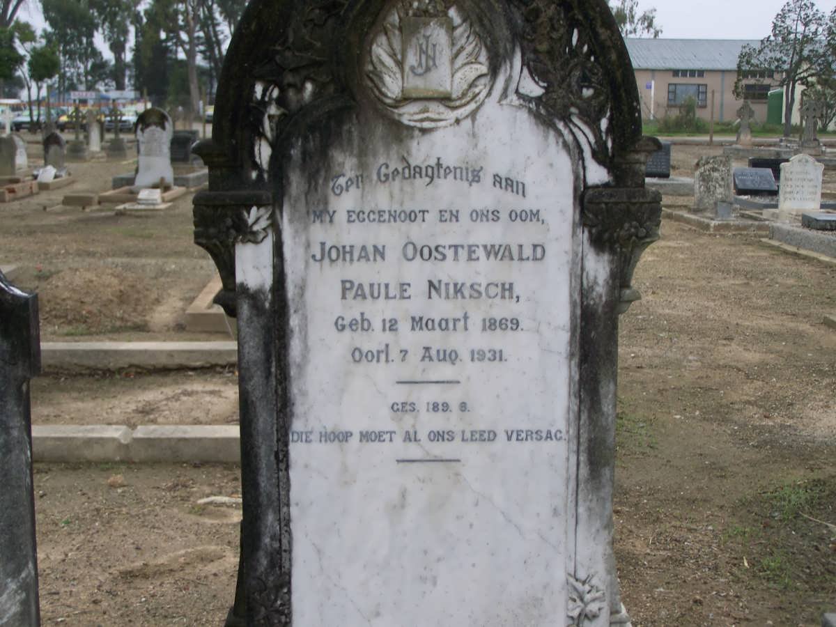 NIKSCH John Oostewald Paule 1869-1931