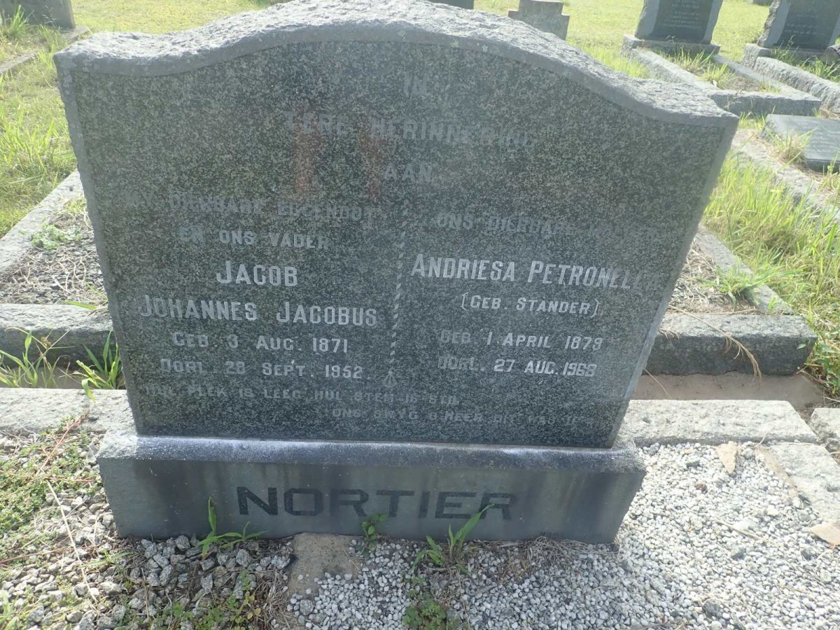 NORTIER Jacob Johannes Jacobus 1871-1952 &amp; Andriesa Petronella STANDER 1879-1968