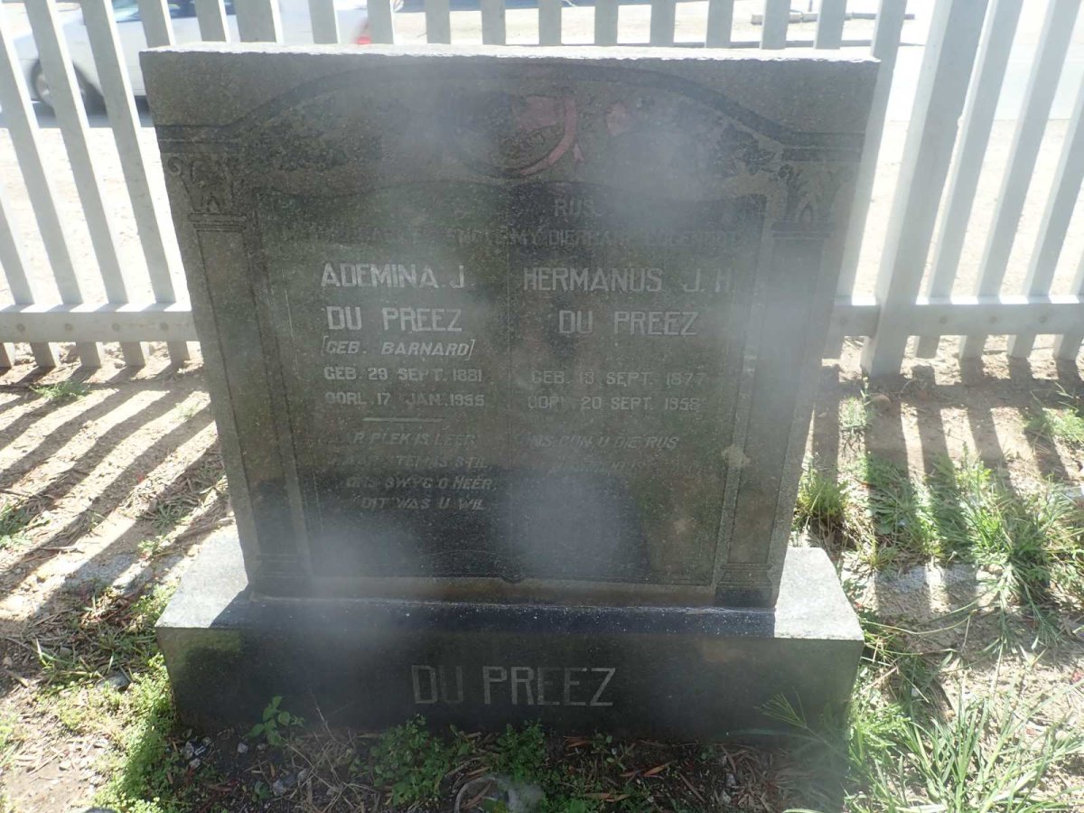 PREEZ Hermanus J.H., du 1877-1958 &amp; Ademina J. BARNARD 1881-1955