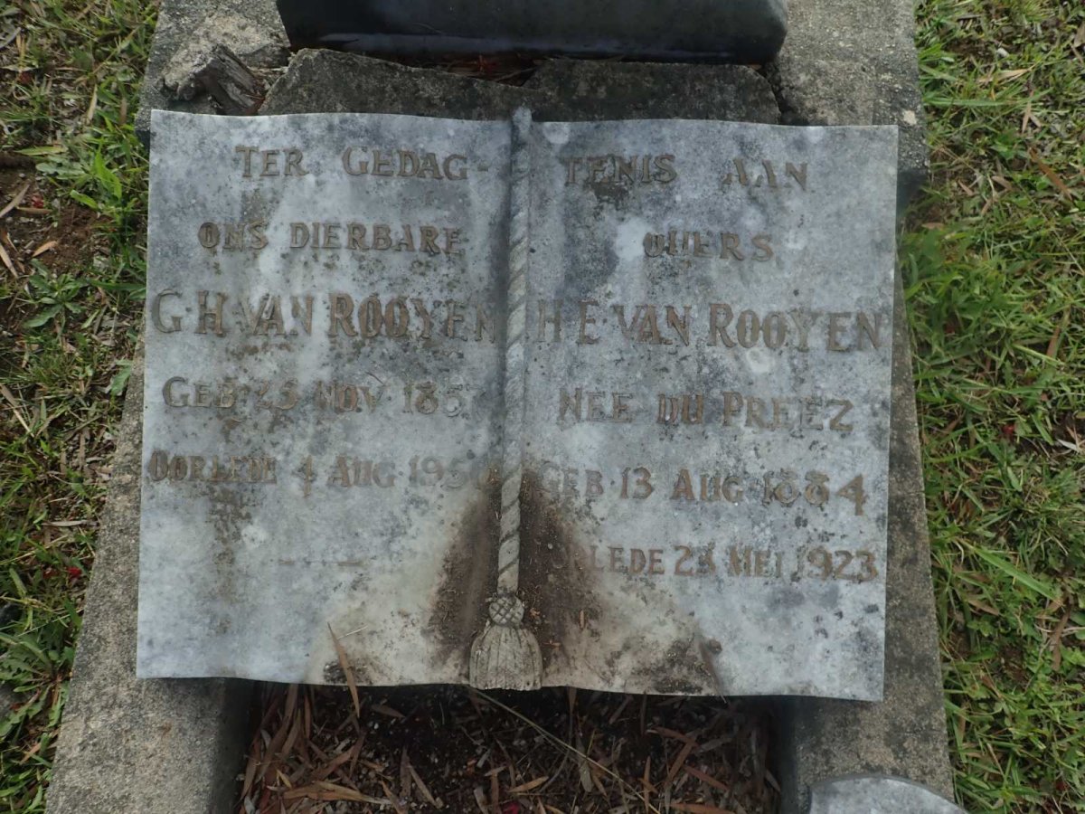 ROOYEN G.H., van 1857-1950 & H.E. DU PREEZ 1884-1923