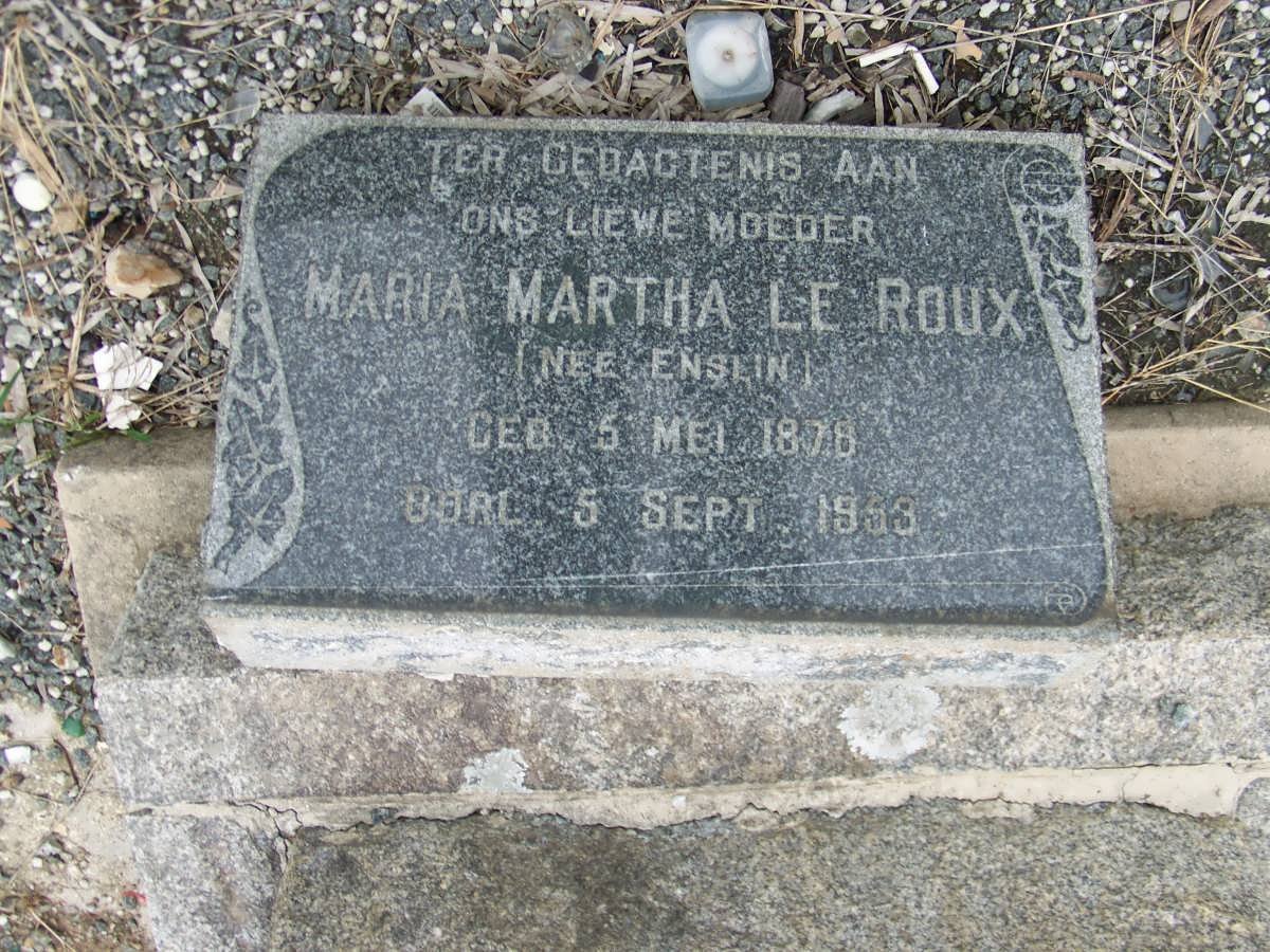 ROUX Maria Martha, Le nee ENSLIN 1878-1953