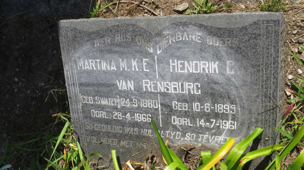 RENSBURG Hendrik C., van 1895-1961 & Martina M.K.E. 1880-1966