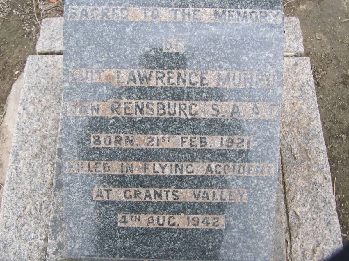 RENSBURG Lawrence Munro, van 1921-1942