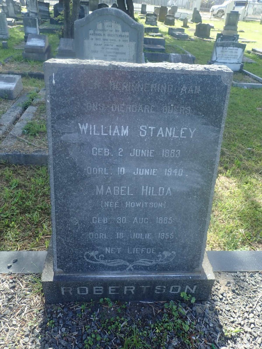 ROBERTSON William Stanley 1883-1940 &amp; Mabel Hilda HOWITSON 1885-1955