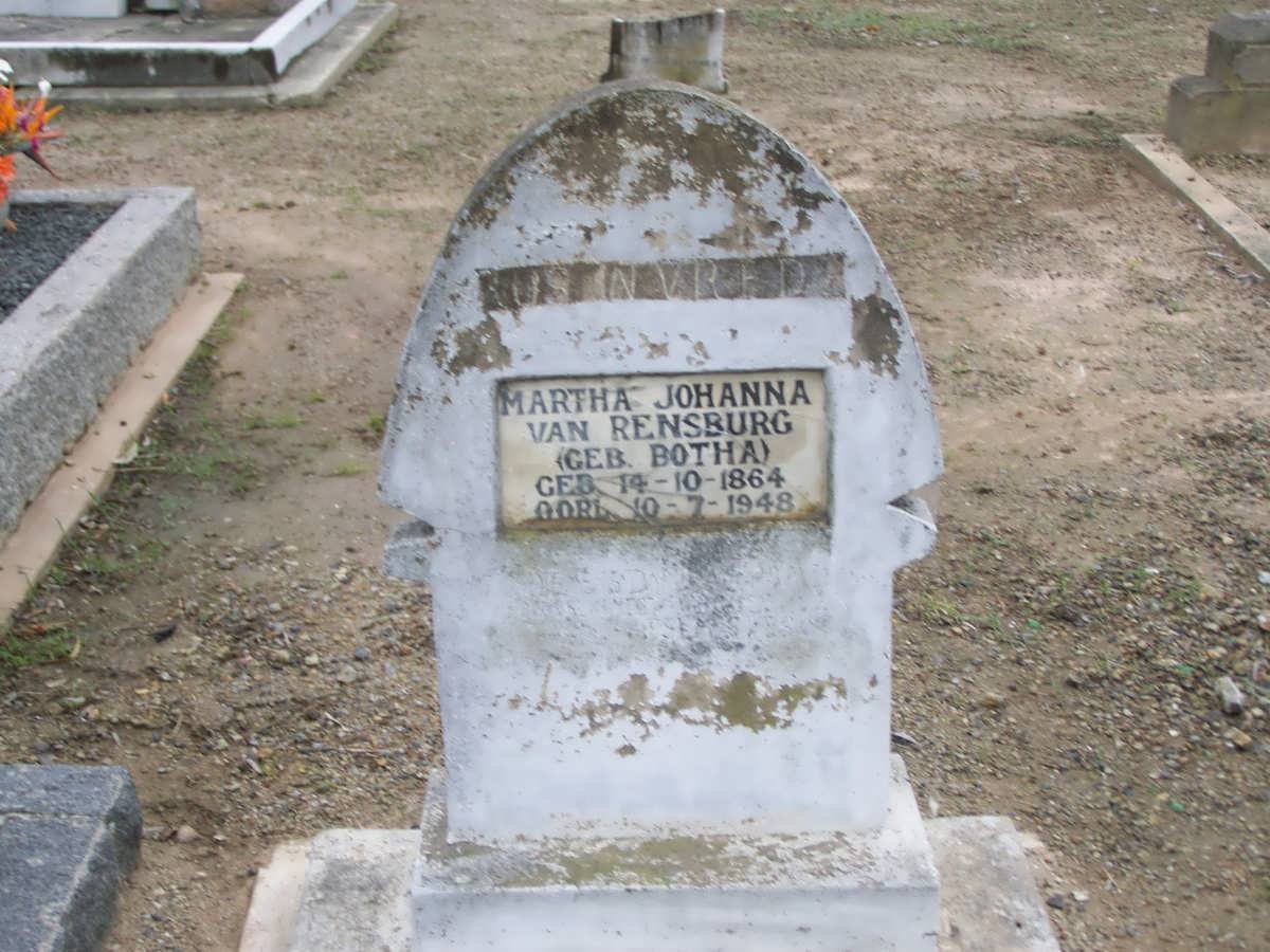 RENSBURG Martha Johanna, van nee BOTHA 1864-1948