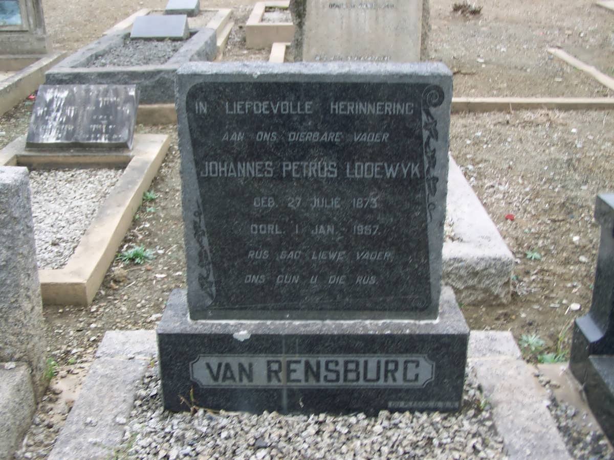 RENSBURG Johannes Petrus Lodewyk, van 1873-1957