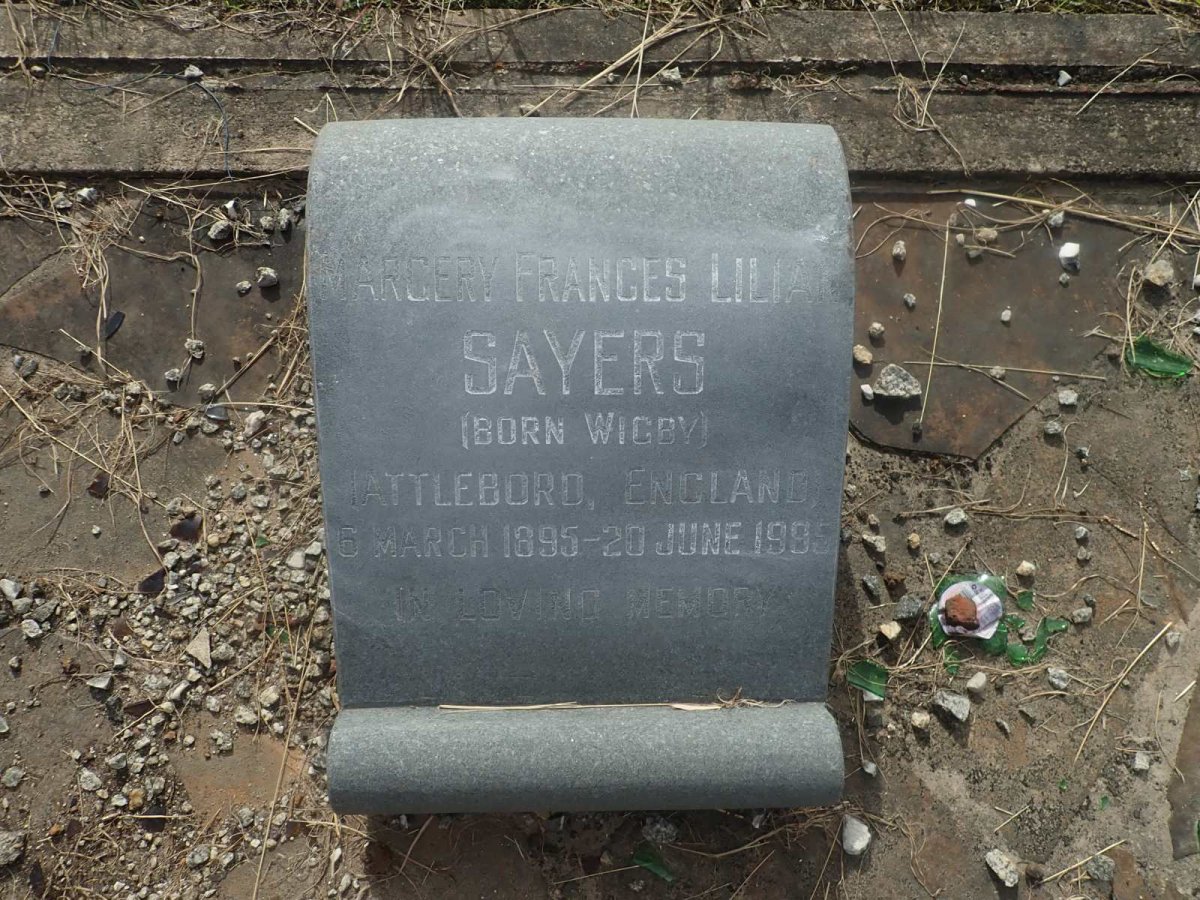 SAYERS Marjory Frances Lilian nee WIGBY 1895-1985