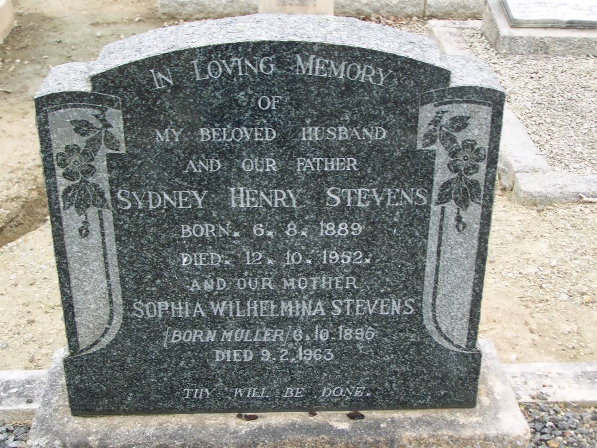STEVENS Sydney Henry 1889-1952 &amp; Sophia Wilhelmina MULLER 1896-1963
