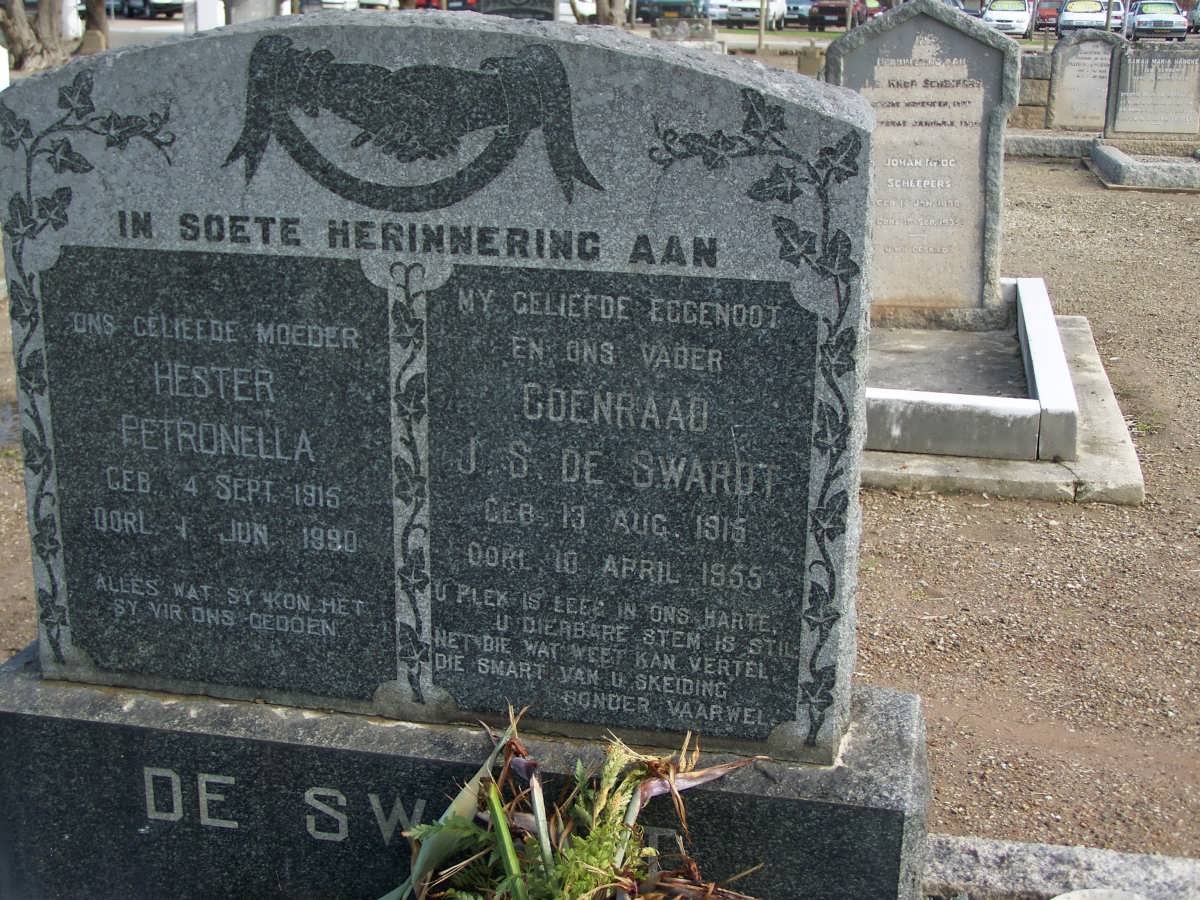 SWARDT Coenraad J.S., de 1915-1955 &amp; Hester Petronella 1915-1990