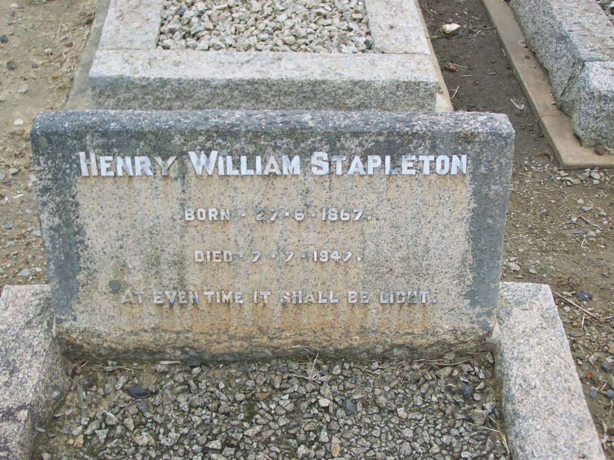 STAPLETON Henry William 1867-1947