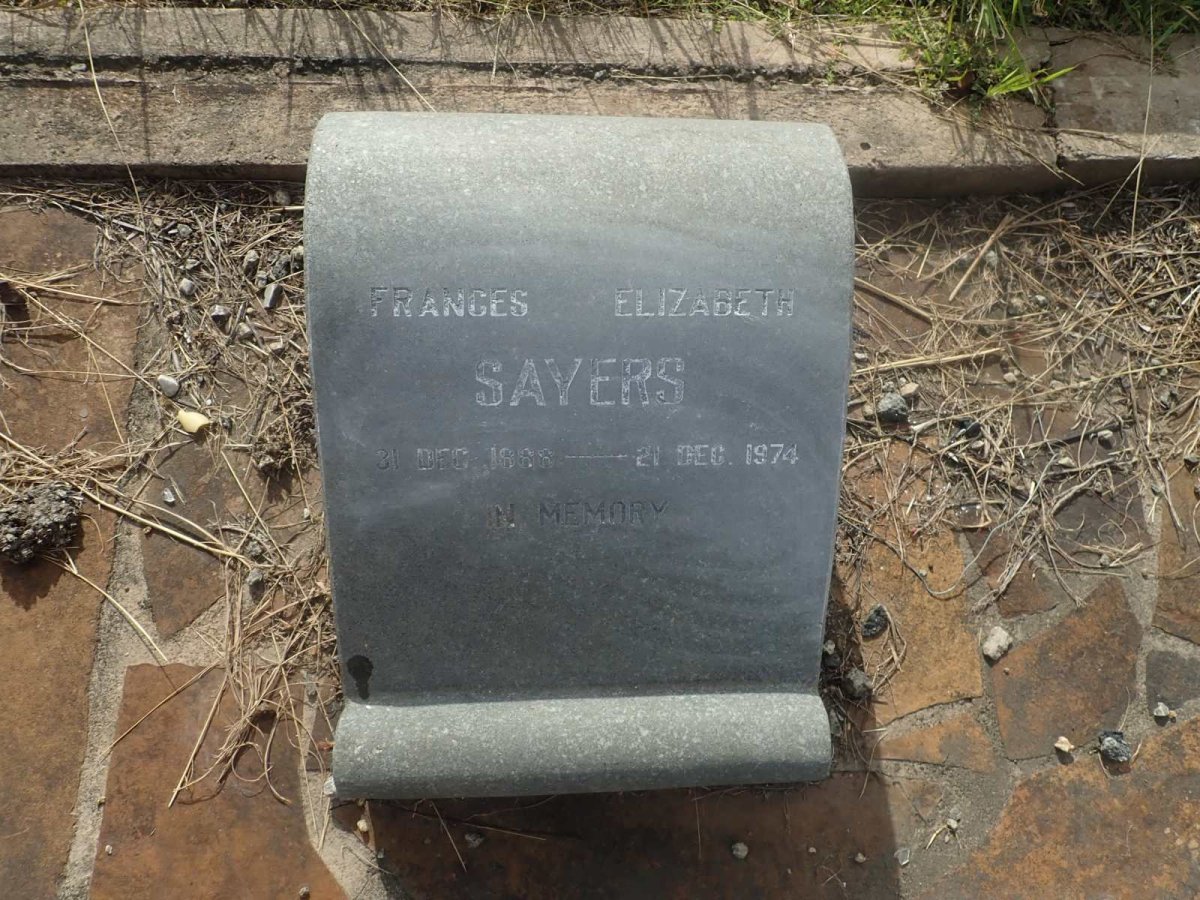 SAYERS Frances Elizabeth 1888-1974