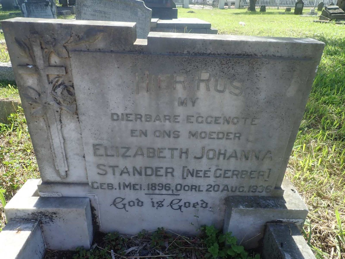 STANDER Elizabeth Johanna nee GERBER 1896-1936
