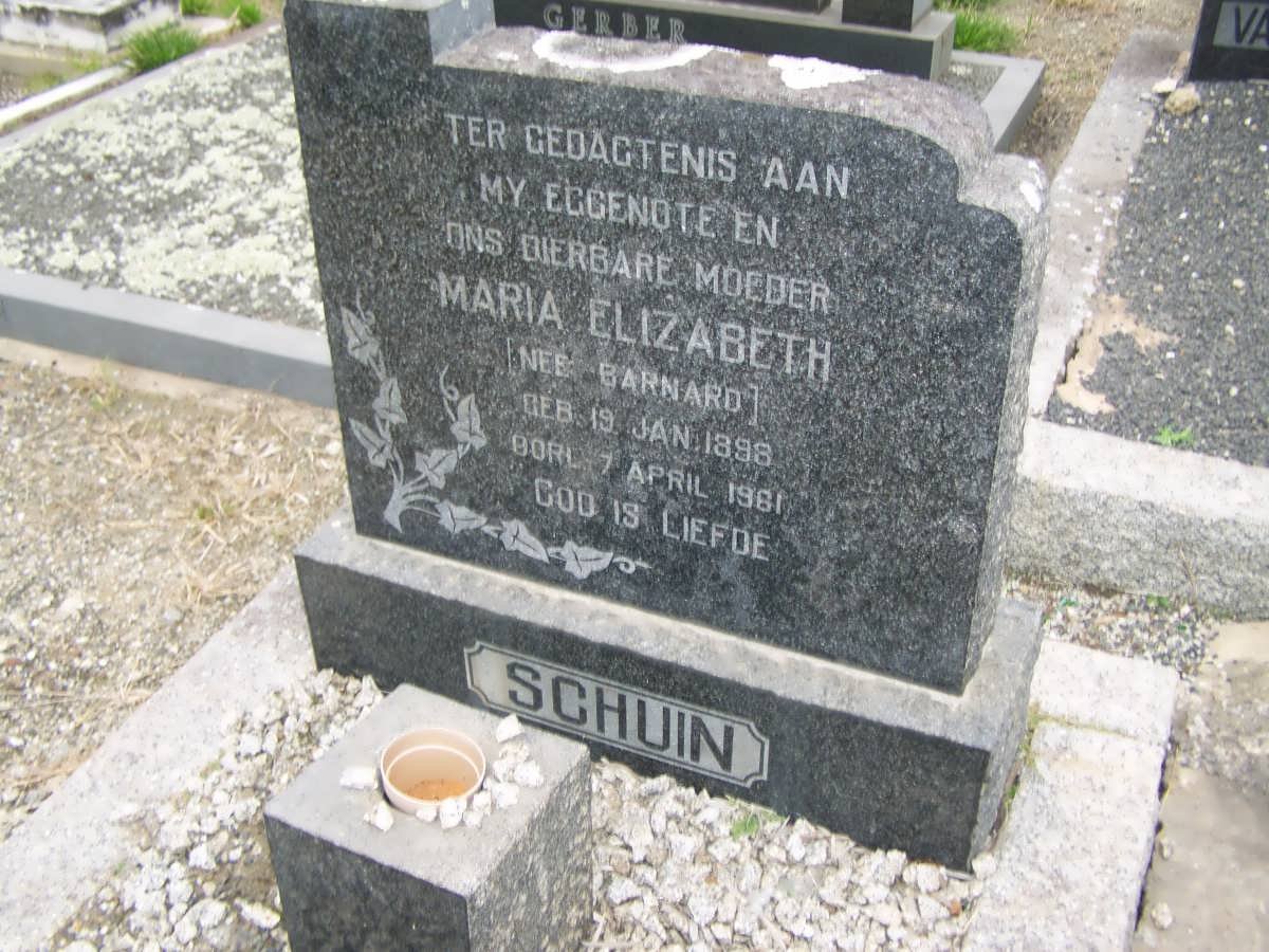 SCHUIN Maria Elizabeth nee BARNARD 1898-1961