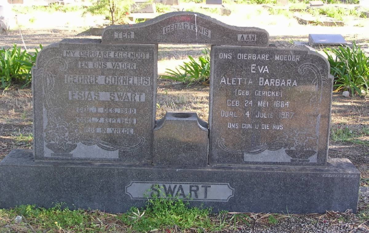 SWART George Cornelius Esias 1880-1948 &amp; Eva Aletta Barbara GERICKE 1884-1967