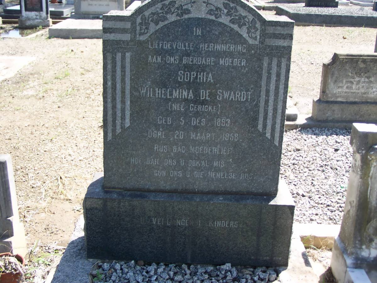 SWARDT Sophia Wilhelmina, de nee GERICKE 1893-1958