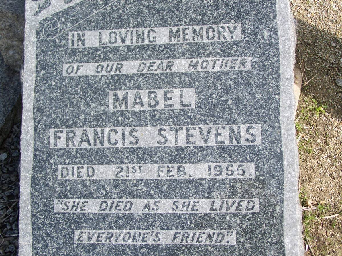 STEVENS Mabel Francis -1955