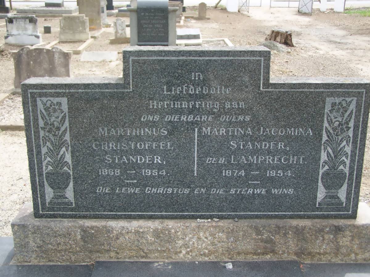STANDER Marthinus Christoffel 1868-1954 &amp; Martina Jacomina LAMPRECHT 1874-1954